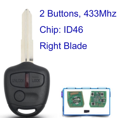 MK350051 2 Buttons Car Remote Key 433MHZ for M-itsubishi Outlander Pajero Montero Triton ASX Lancer MIT11 Blade Auto Key ID46 Chip