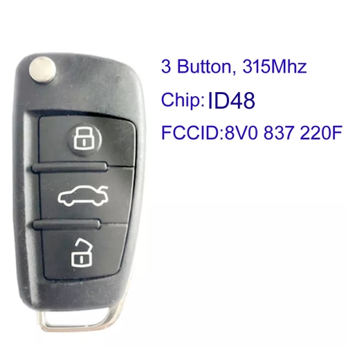 MK090090 3 Button 315MHZ Smart Key For Audi A1 A3  8V0 837 220F Keyless Go ID48 Chip