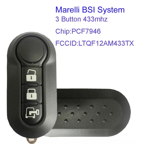 MK330010 3 Button 433mhz Flip Remote Key Fiat 500 2012-2017 for Dodge Ram  Promaster City 2015-2018 LTQF12AM433TX With PCF7946 chip Marelli BSI System