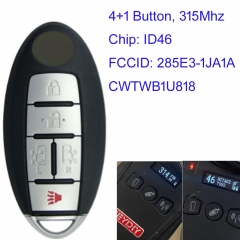 MK210164 4+1 Button 315mhz Remote Key Control Smart Key for N-issan QUEST 2011 2012 2013 2014 2015 2016 2017 FCCID: 285E3-1JA1A CWTWB1U818 With ID46 C