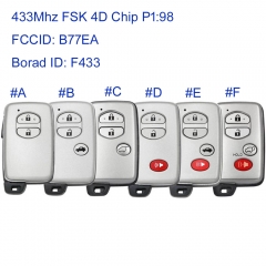 MK190408 2/3/2+1/3+1 Button 433MHz FSK Smart Key for T-oyota Land Cruiser 2007-2016 2009-2015 P1 98 4D Chip B77EA