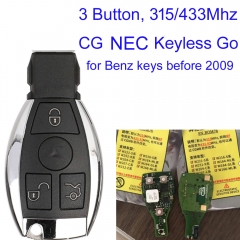 MK100080 3 Button 315MHZ 433mhz CG NEC Keyless Go Key For M-ercedes Auto Car Key Year Before 2009 Car Key Fob