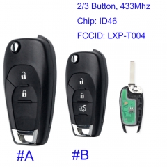MK280128 2/3 Button 433MHZ with ID46 PCF7941 Chip Remote Key fob For Chevrolet Cruze Aveo Malibu Spark Niva 2014-2018 Flip Key  LXP-T004