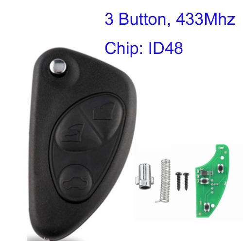 MK440011 3 Button 433MHz Key Remote Control for Alfa Romeo 147 156 166 GT Auo Car Key Fob With ID48 Chip