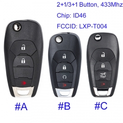 MK280115 2+1/3+1 Button 433MHZ with ID46 PCF7941 Chip Remote Key fob For Chevrolet Cruze Aveo Malibu Spark Niva 2014-2018 Flip Key  LXP-T004
