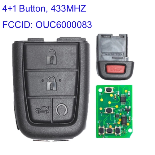 MK280131 4+1 Button 433MHz Remote Key for Chevrolet P-ontiac G8 2008-2009 OUC6000083 Car Key Fob Remote
