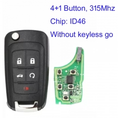 MK280134 4+1 Button 315MHz Flip Key for Chevrolet Cruze 2010-2014 Car Key Fob Remote Control with ID46 Chip
