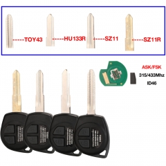 MK370045 2 Button 315MHZ/434Mhz ASK/FSK  Remote Key for S-uzuki Swift SX4 With ID46 Chip Car Key Fob KBRTS004 	TOY43/ HU133R/ SZ11/ SZ11R