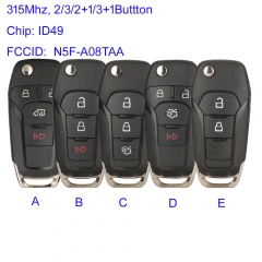 MK160171 2/3/2+1/3+1 Button 315mhz Smart Key Remote Control For Ford Escort Fusion 2013-2016 PN 164-R8236 N5F-A08TAA ID49 Chip