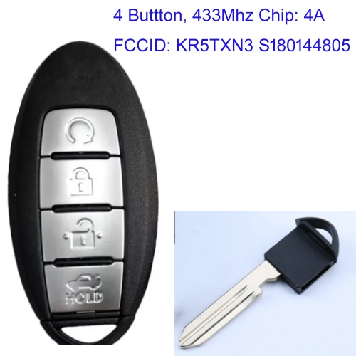 MK210155 4 Buttons Smart Remote Car Key 433Mhz For N-issan SYLPHY Sentra 2020 with 4A Chip KR5TXN3 S180144805