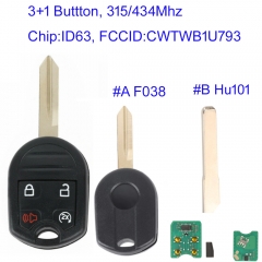 MK160172 3+1 Button 315mhz/434mhz Remote Key Control For  Ford Edge Escape Expedition Explorer Flex Fusion Mustan Taurus CWTWB1U793 ID63 Chip