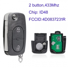 MK090106 2 Button 433MHz Remote Flip Key For AUDI A3 A4 A6 A8 Old Models 1999-2002 4D0837231R ID48 Chip