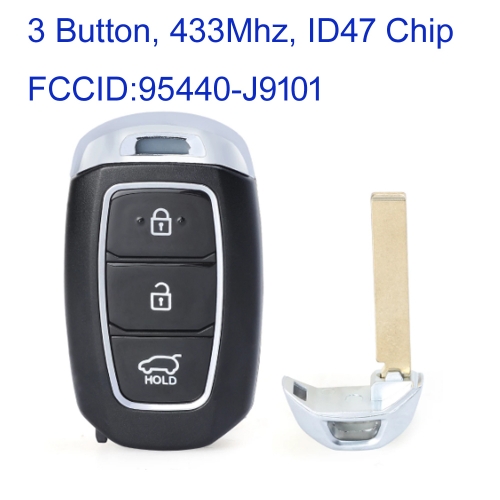 MK140175 3 Button 434MHz Smart Key for H-yundai Kona 2020-2022 Car Key Fob with id47 Chip Keyless Go 95440-J9101