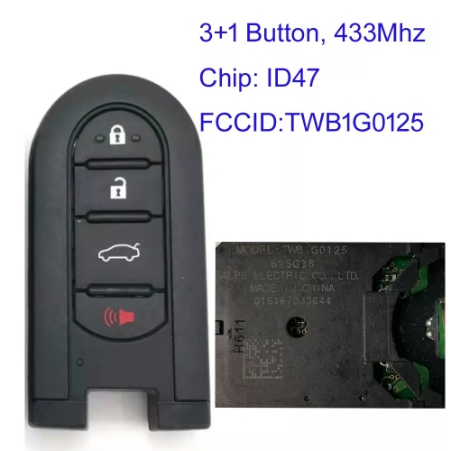 MK600004 3+1 Button 433MHz Smart Key for Perodua Auto Car Key With ID47 HIATG 3 Chip TWB1G0125 Remote Control