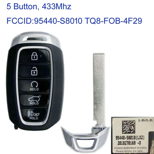MK140182 5Button 433mhz Remote Control Flip Key for H-yundai Palisade 2019 2020 2021 95440-S8010 FCC# TQ8-FOB-4F29 Keyless Go
