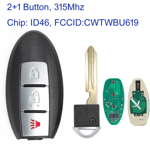MK220041 2+1 Button 315MHz Smart Key for Infiniti FX35 FX45 2005 2006 2007 2008 Car Key Fob Proximity Remote Control ID46 Chip CWTWBU619