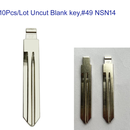 FS210044 10pcs/Lot Metal Blank Uncut Flip Remote Car Key Blade for N-issan New 2014 Models KD VVDI Remote #49 NSN14 Right Blade