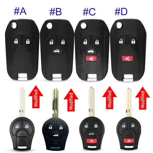 FS210048 2 /3/4 Buttons Modified Flip Folding Remote Key Shell Car Case for N-issan Sylphy Cube Juke Rogue Micra Qashqai Altima Maxima Sentra Versa Re