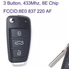 MK090109 3 Buttons 433MHz Remote Car Key for Audi Q7 P/N: 8E0 837 220 AF / 8E0837220AF 8E0 837 220AF with 8E Chip without keyless go