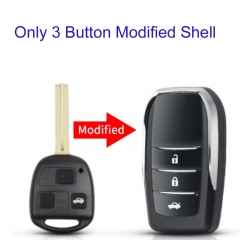 FS190149 3 Button Modified Flip  Key Cover Shell for T-oyota CAMRY RAV4 Corolla PRADO YARIS Auto Car Key Case Replacement TOY48 Blade