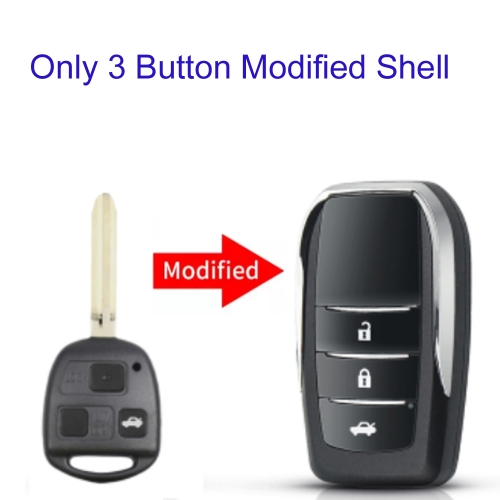 FS190145 3 Button Modified Flip  Key Cover Shell for T-oyota CAMRY RAV4 Corolla PRADO YARIS Auto Car Key Case Replacement TOY43 Blade