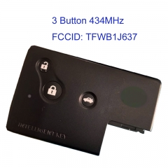 MK230037 3 Button 434MHz Smart Card Remote Key for R-enault S-amsung SM5 SM7 TFWB1J637 Car Key Fob