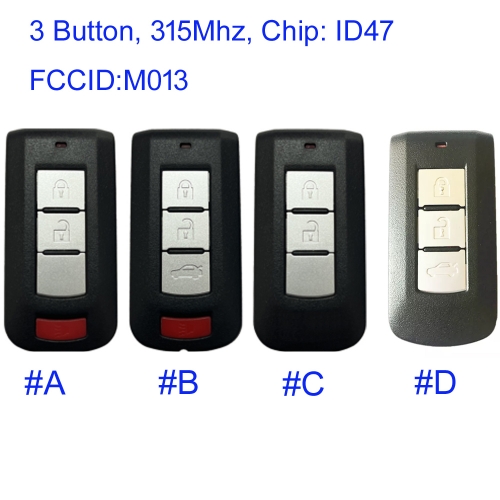 MK350057 2/3/2+1/3+1 Button 315MHz Smart Key for M-itsubishi 2018-2022 Eclipse Cross Auto Car Key Fob  PN: 8637B639 OUCGHR-M013  with ID47 Chip