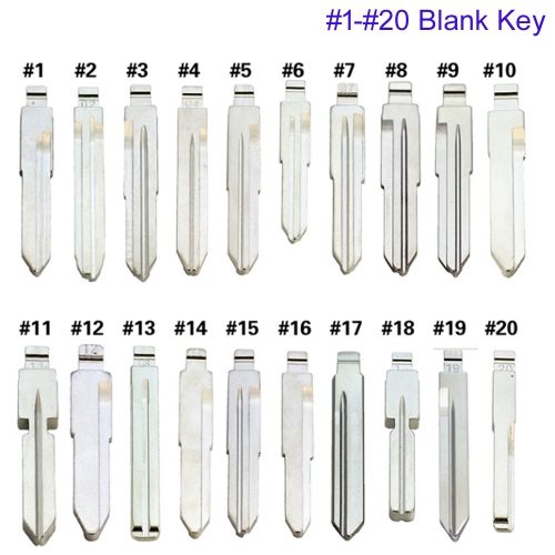 FS610005 Uncut Flip Key Metal Blade Key for KD Xhorse JMD VVDI Remote Car Key Blade Head Key Replacement #1-#20