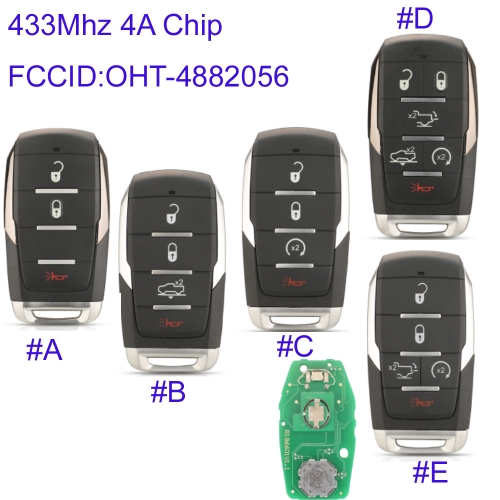 MK310069  433MHZ Smart Key for DODGE RAM 1500 Pickup 2019 2020+ 68291692AD 68291691AD  Keyless Go Entry Key 4A Chip OHT-4882056