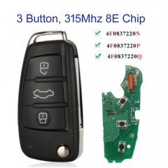 MK090110 3 Buttons 315MHz Remote Car Key for Audi  A6 S6 Q7 Remote Key Fob 8E Chip 8E0 837 220 N /P /Q, 4F0 837 220 N /P /Q