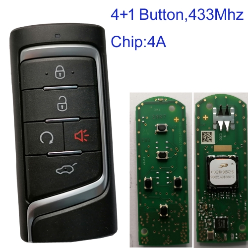 MK070001 4+1 Button 434MHZ Remote Key for Trumpchi GS8 Auto Car Key Fob 4A Chip H21602-1000 8245009CAD0102