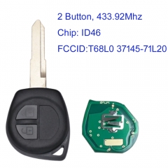 MK370037 2 Buttons Remote Car Key Fob 433.92MHz ID46 Chip for S-uzuki Swift FCC ID: T68L0 37145-71L20 37145-71L21 with HU87 Uncut Blade