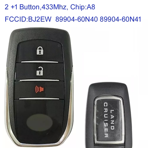 MK190358 2+1 Button 433MHz Smart Key Smart Card for T-oyota Land Cruiser 2017-2020 89904-60N40 89904-60N41 BJ2EW Remote Keyless Go Proximity Key