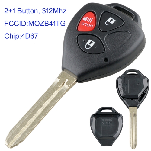 MK190498 3 Buttons 312Mhz Remote Car Key Fob for T-oyota 2007 - 2013 Head Key with 4D67 Chip MOZB41TG