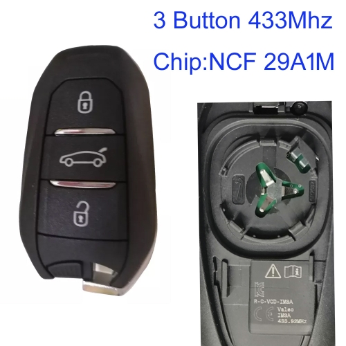 MK250031 Original 3 Buttons 433 MHz Smart Remote Key for C-itroen NCF 29A1M Chip Part No 98097814ZD Keyless Go Proximity