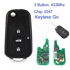 MK390008 Original 3 Button 433MHz Flip Key for MG GT GS Auto Car Key Fob with ID47 HITAG 3 Chip Keyless Go