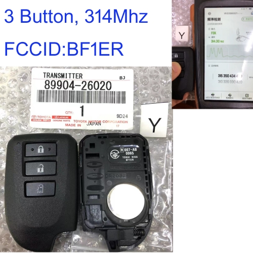 MK190507 3 Button 314MHz Smart Key for T-oyota Hiace, Regiusage 2013-, BF1ER 89904-26020 Auto Car Key Fob