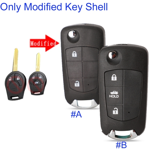 FS210057 Modified 2/3 Buttons Flip Fob Remote Folding Car Key Shell Case For N-issan CWTWB1U761 Juke March Qashqai Sunny Sylphy Tiida X-Trail Car Key 