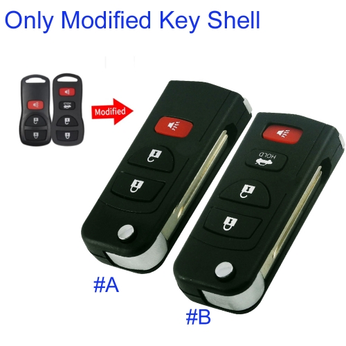 FS210056 Modified 3/4 Buttons Flip Fob Remote Folding Car Key Shell Case For N-issan Infiniti Car Key Cover Replacement