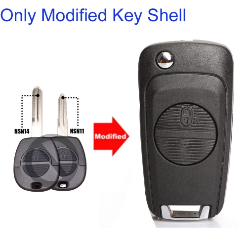 FS210055 Modified Modified Flip Car Key Shell Fob For N-issan Micra Almera Primera X-Trail NSN14/NSN11 Blade