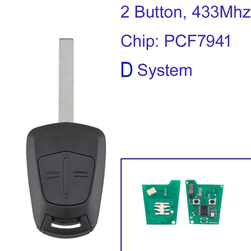 MK460044 2 Button 433mhz Remote Key for Opel/Vauxhall Corsa D 2007-2012 Meriva B 2010-2013 D System PCF7941 Chip