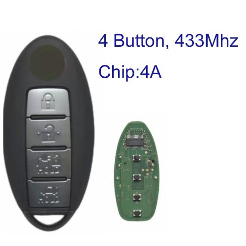 MK210194 OEM 4 Button 433MHZ Remote Smart Key for N-issan SYLPHY Electricity Car Key with 4A Chip