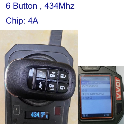 MK180291 6Button 434MHz Smart Key Remote Control for Honda 4A Chip Auto Car Key Fob Keyless Go