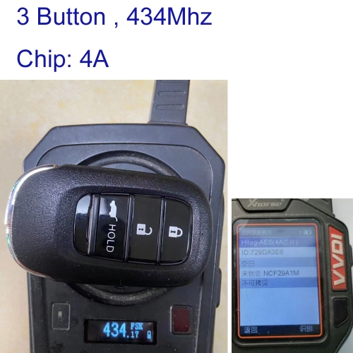 MK180286 3Button 434MHz Smart Key Remote Control for Honda 4A Chip Auto Car Key Fob Keyless Go