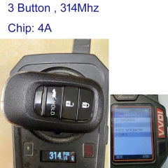 MK180287 3Button 314MHz Smart Key Remote Control for Honda vezel 2022 4A Chip Auto Car Key Fob Keyless Go