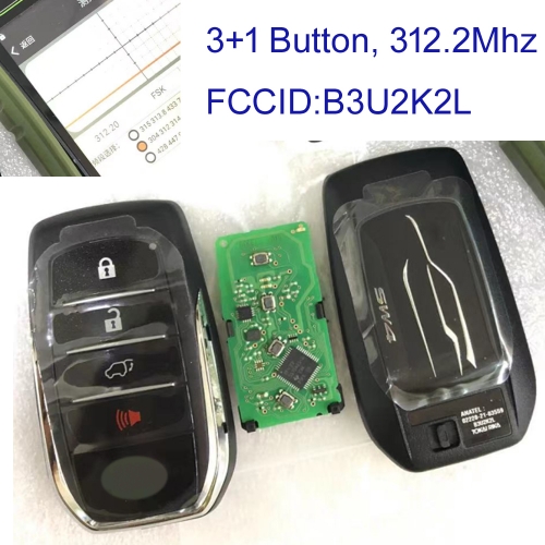 MK190527 OEM 3+1Button 312MHZ Smart Key for T-oyota Fortuner SW4 B3U2K2L Keyless Go Auto Car Key