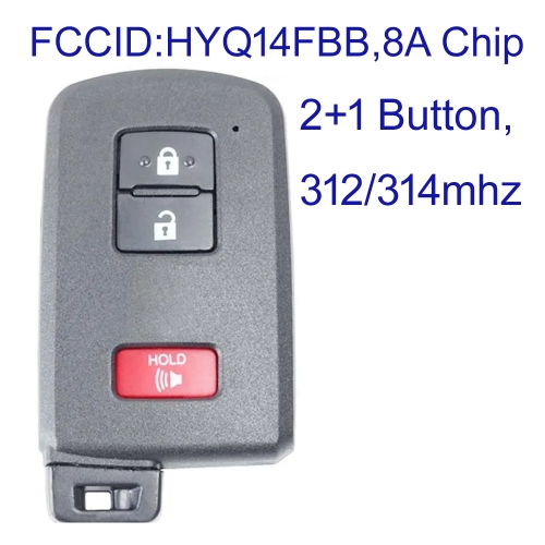 MK190310 2+1 Button 312mhz/314Mhz Smart Key Smart Card for T-oyota 4Runner Tacoma Tundra 2021-2022 HYQ14FBB 231451-0010 Remote Keyless Go Proximity Ke