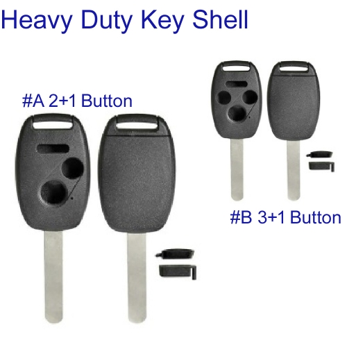 FS180079  2+1/3+1 Buttons Heavy Duty Car Key Case Shell Remote Fob Cover For Honda  Fit Auto Car Key Replacement Hon66 Blade