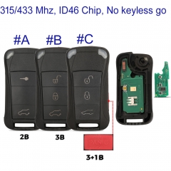 MK470045  2/3/4 buttons Remote 315/433MHZ Flip Folding Key Remote For P-orsche Cayenne GTS ID46 PCF7946 No Keyless Go