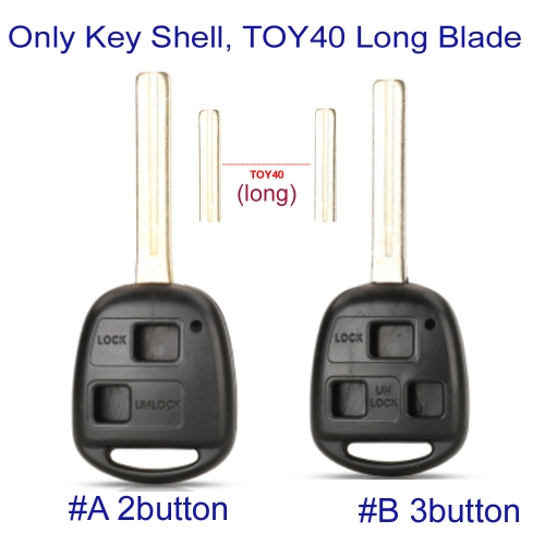 FS490017 2/3 Buttons Remote Car Key Case Shell For Lexus ES 250 300 GS 300 LS 400 LX 450 470 SC 300 400 1989 200 With Long TOY40 Blade